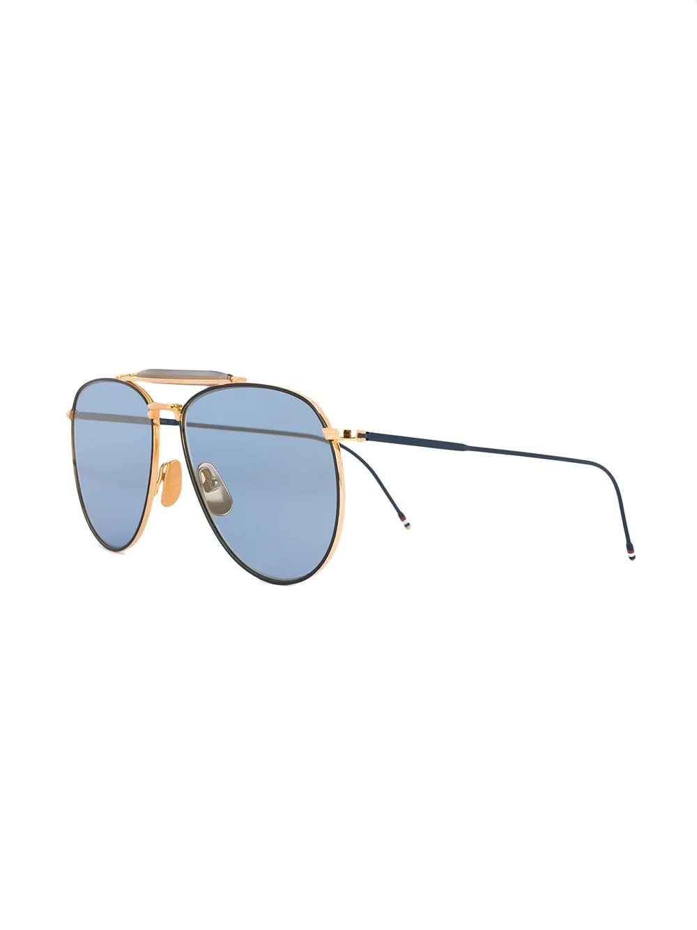 Matte Navy & Yellow Gold Aviator Sunglasses - 2