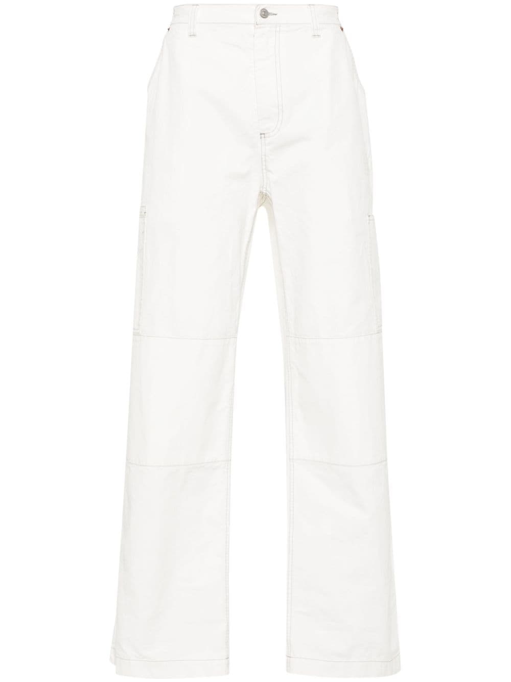 embroidered-logo straight-leg trousers - 1