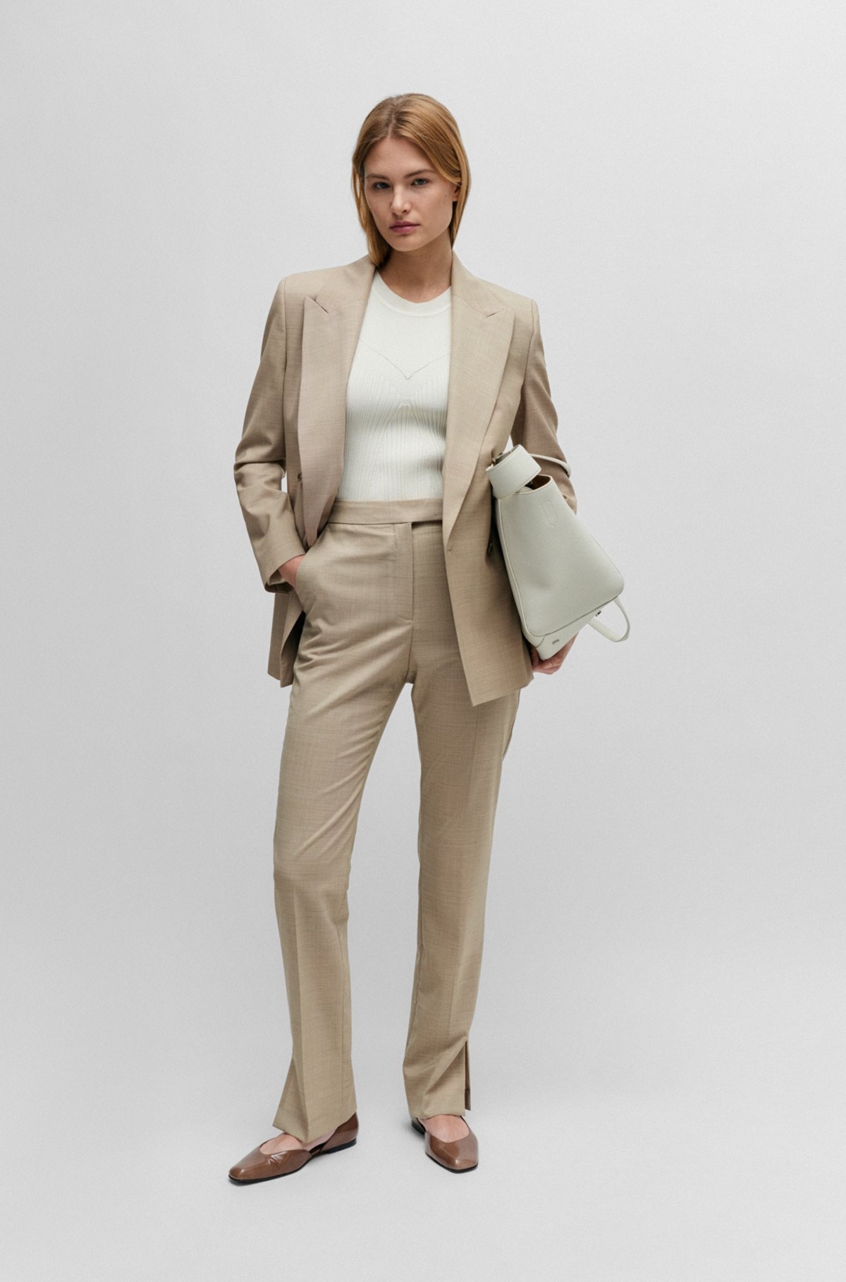 SLIM-FIT TROUSERS IN ITALIAN VIRGIN-WOOL SHARKSKIN - 3