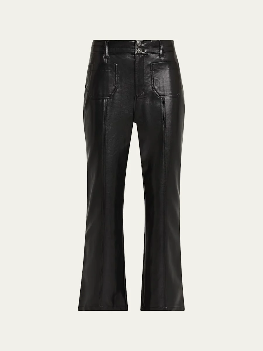 Vegan Leather Kick-Flare Pants - 1