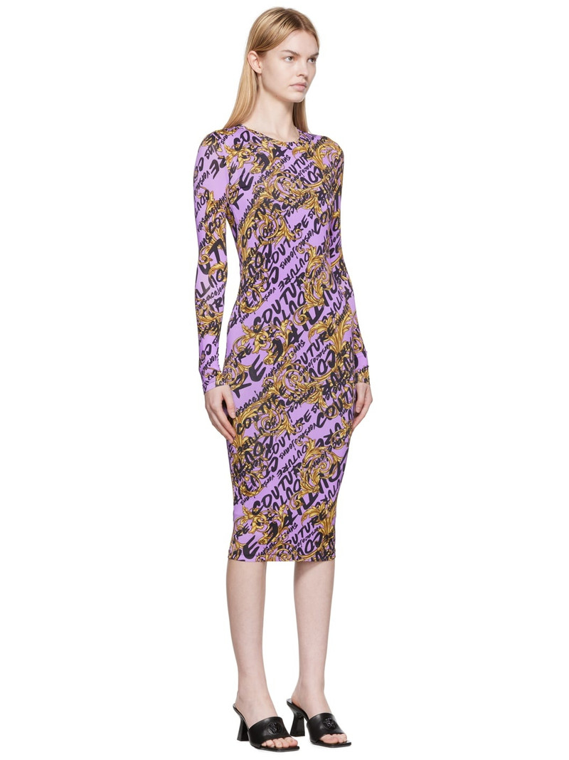 Purple Printed Midi Dress 2