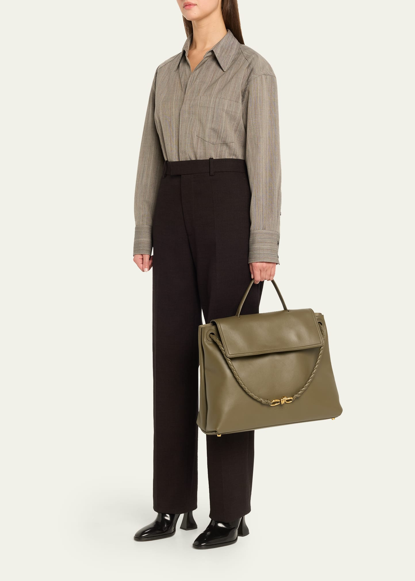 Andiamo Large Leather Top-Handle Bag - 6