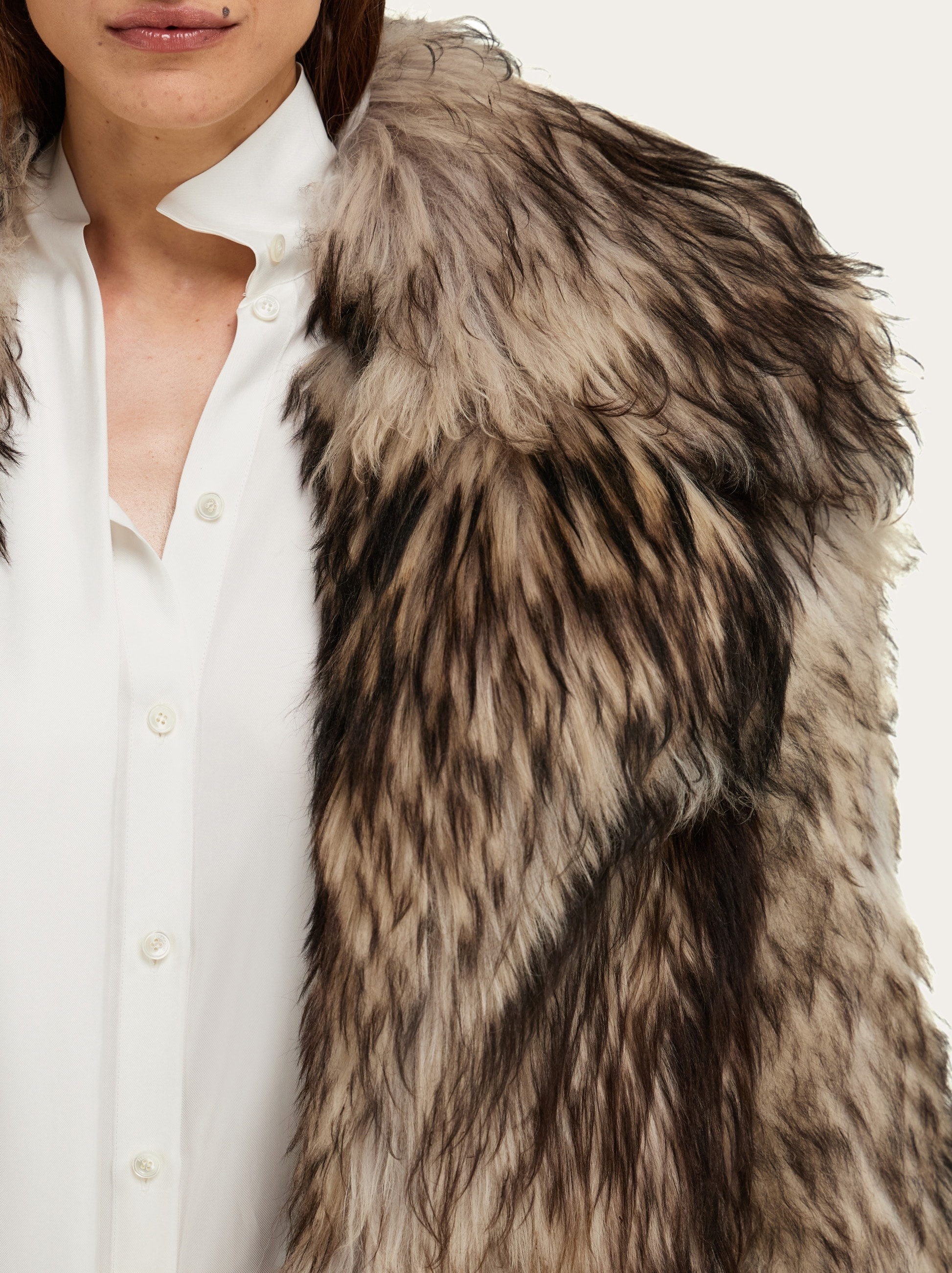 Leather and shearling coat - 5