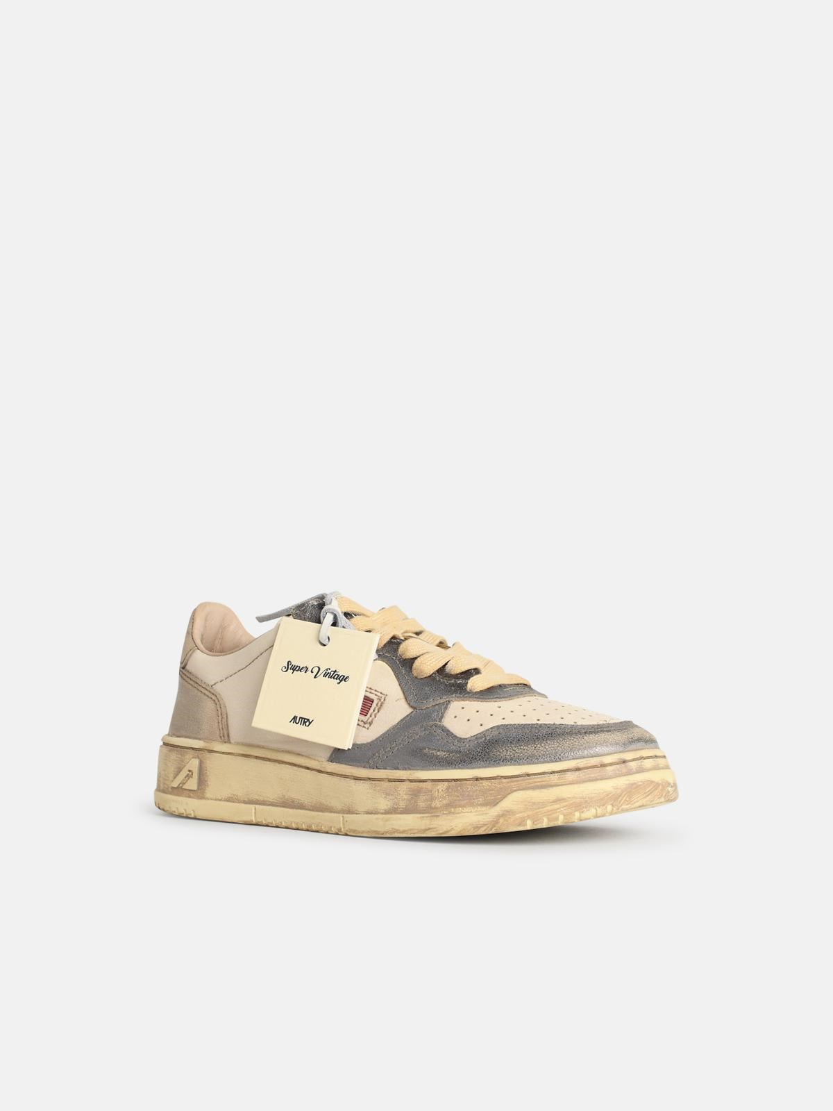 'SUPER VINTAGE' SILVER AND PLATINUM LEATHER SNEAKERS - 2