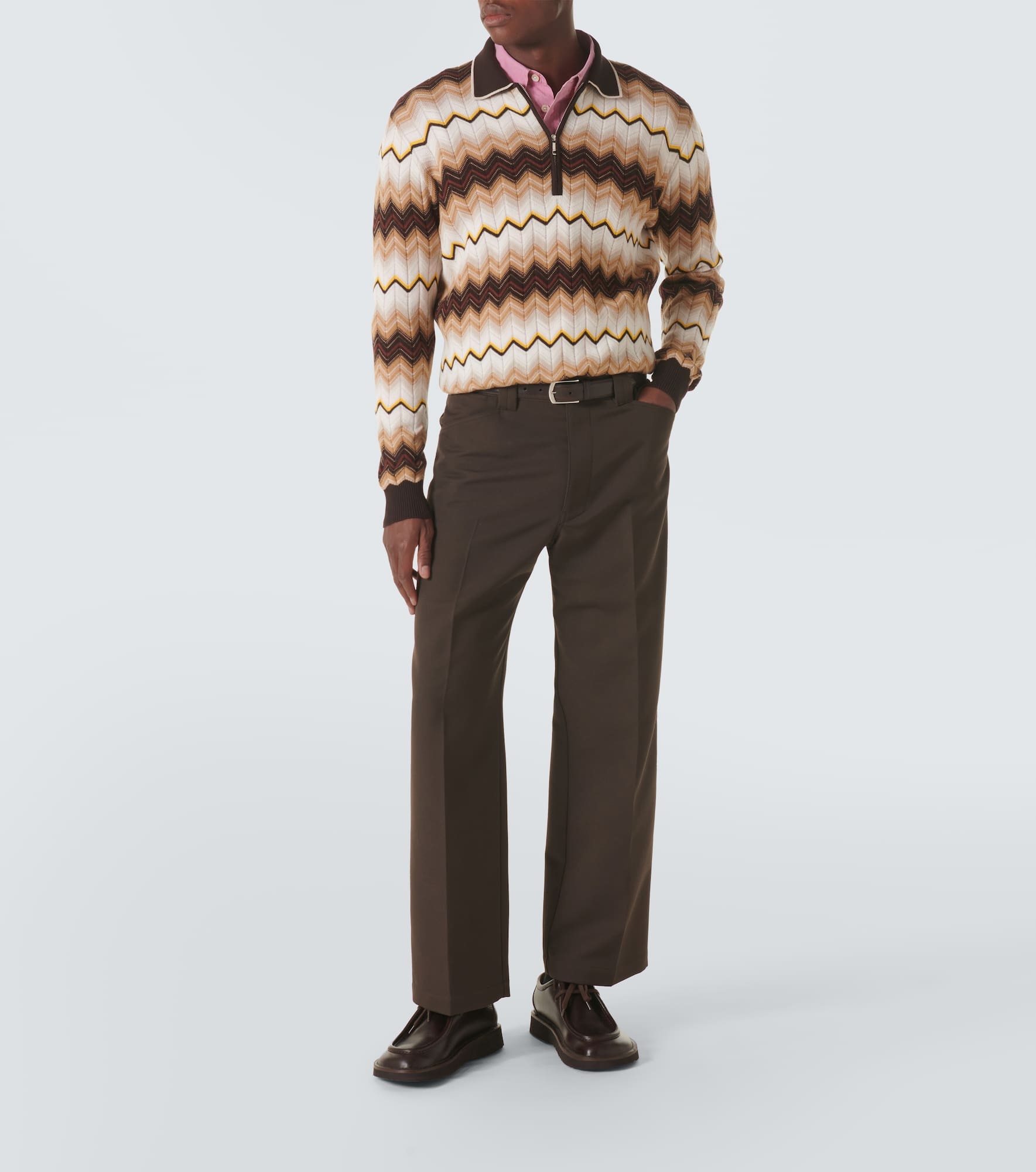 Zigzag cotton and wool half-zip sweater - 2