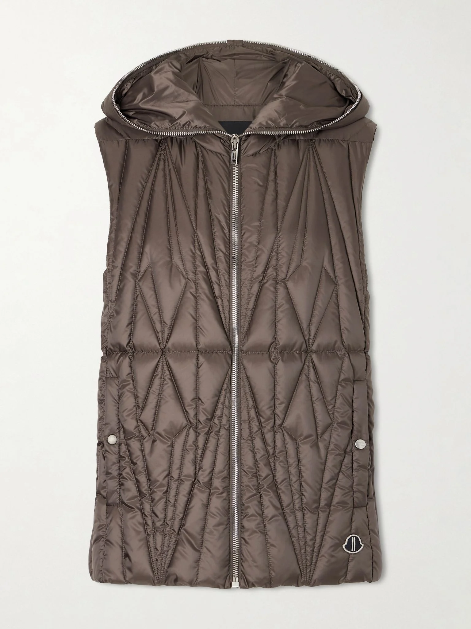 + Moncler hooded appliquéd quilted shell down gilet Brown - 1