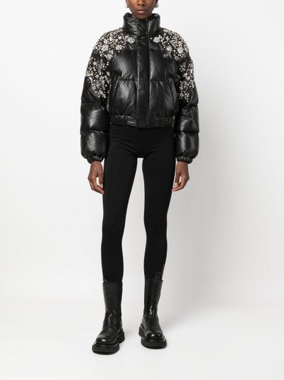 PHILIPP PLEIN crystal-embellished leather puffer jacket outlook