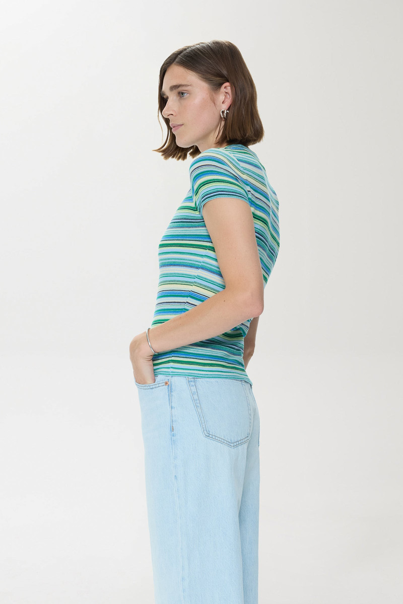 PISTOLA SELENE SHORT SLEEVE SWEATER TEE - BLUE GREEN outlook