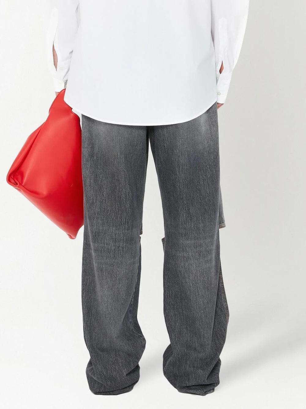 cut-out straight jeans - 5