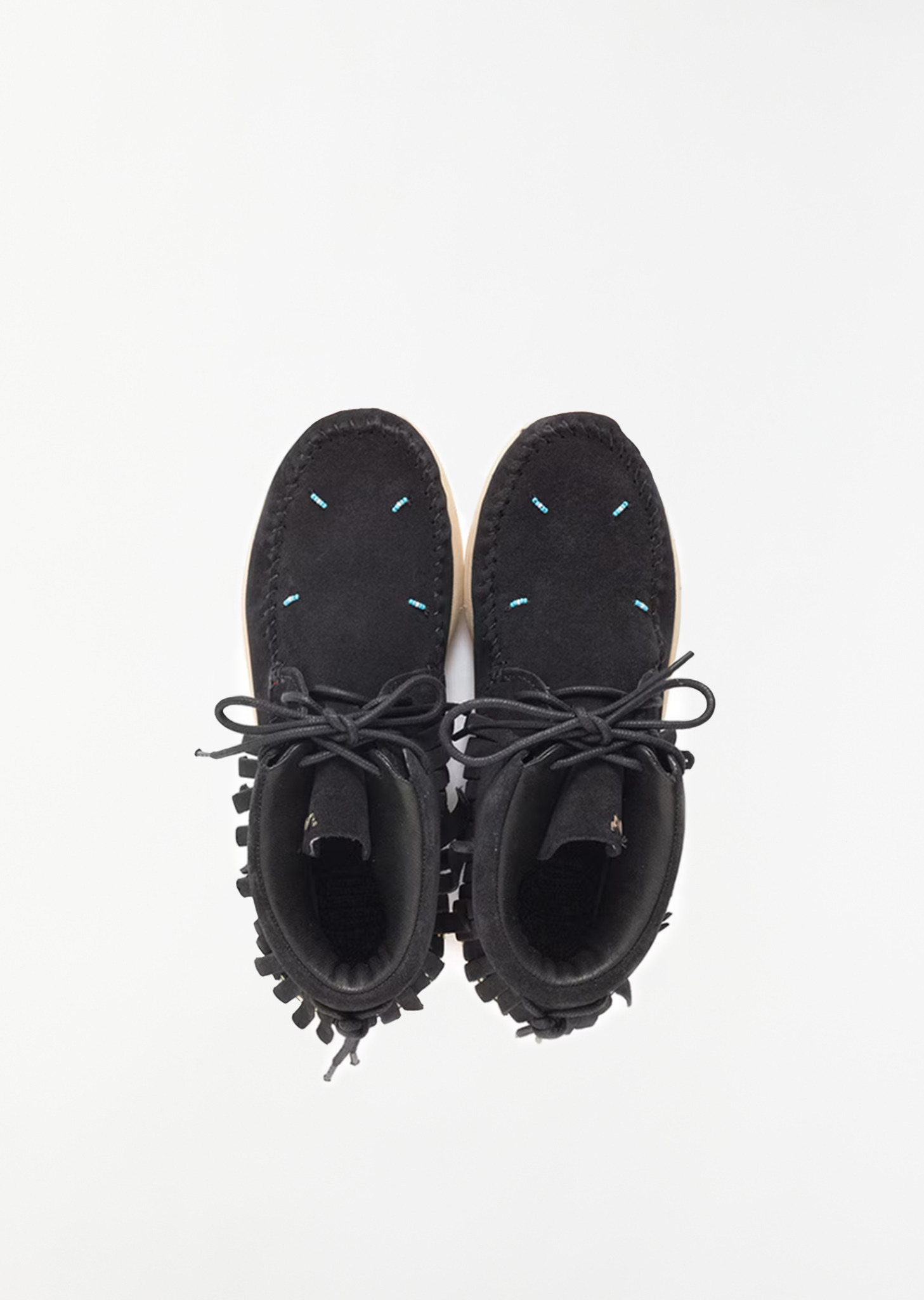 Suede Lace-Up Boots — Black - 3