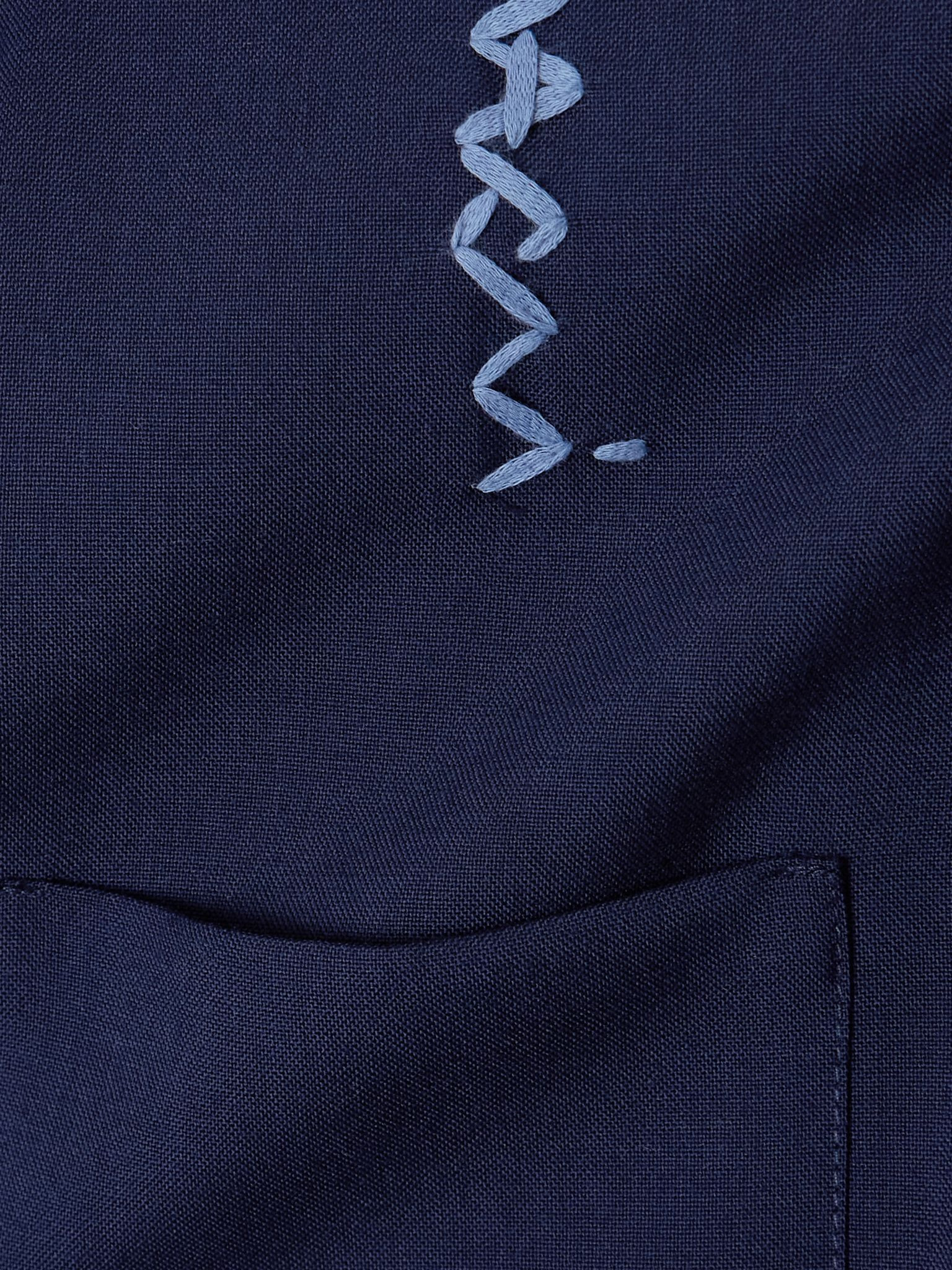 Embroidered wool-twill midi dress Blue - 4
