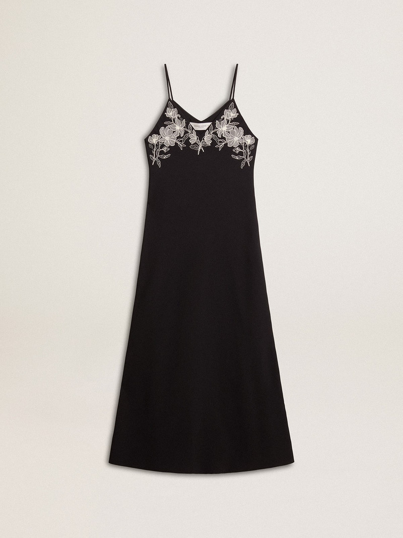 Women’s black slip dress with embroidery 1