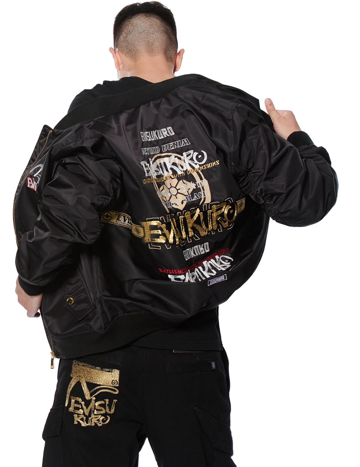 Multi-Layered Graphics Print Padded Bomber Jacket - 4