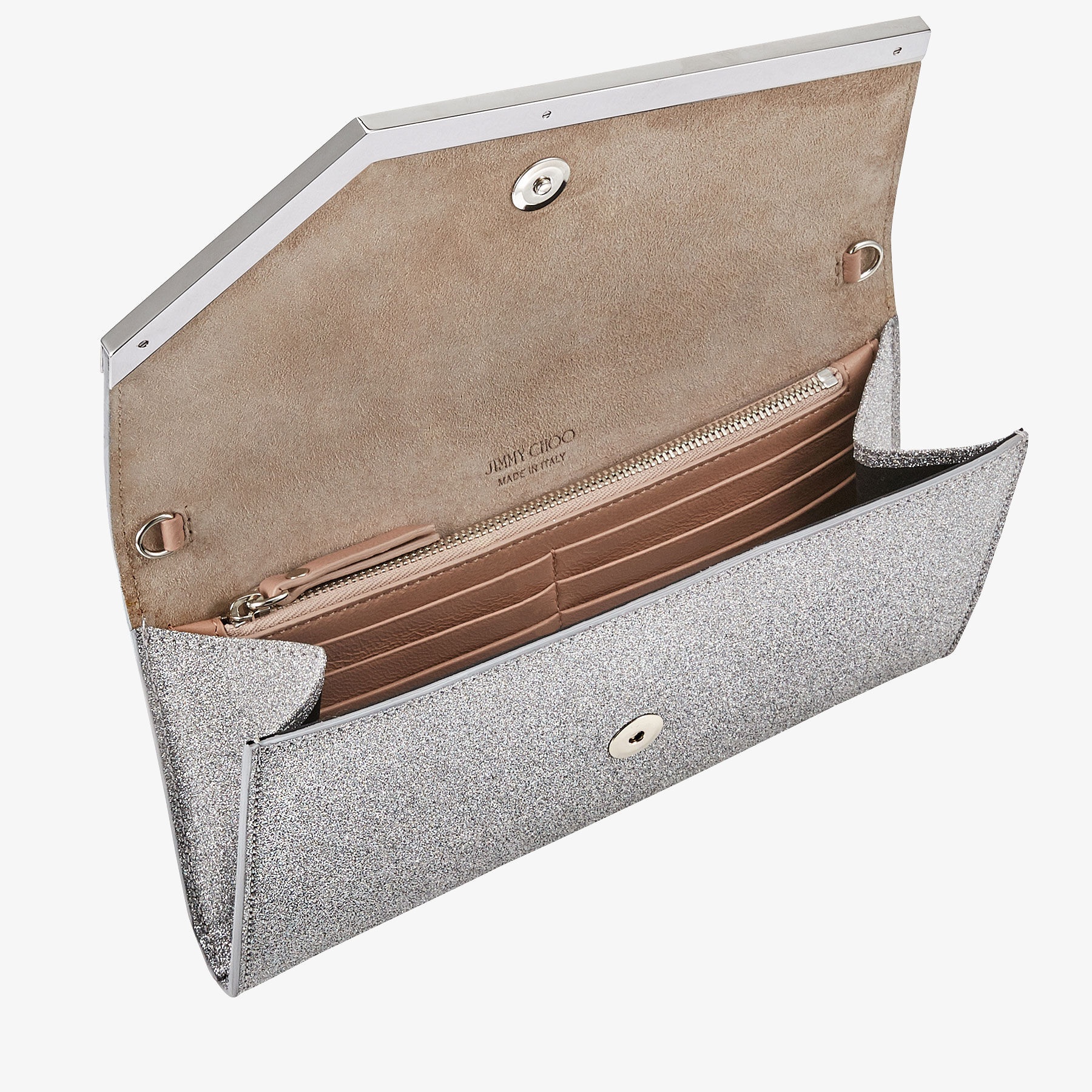 Emmie
Silver Fine Glitter Leather Clutch Bag - 3