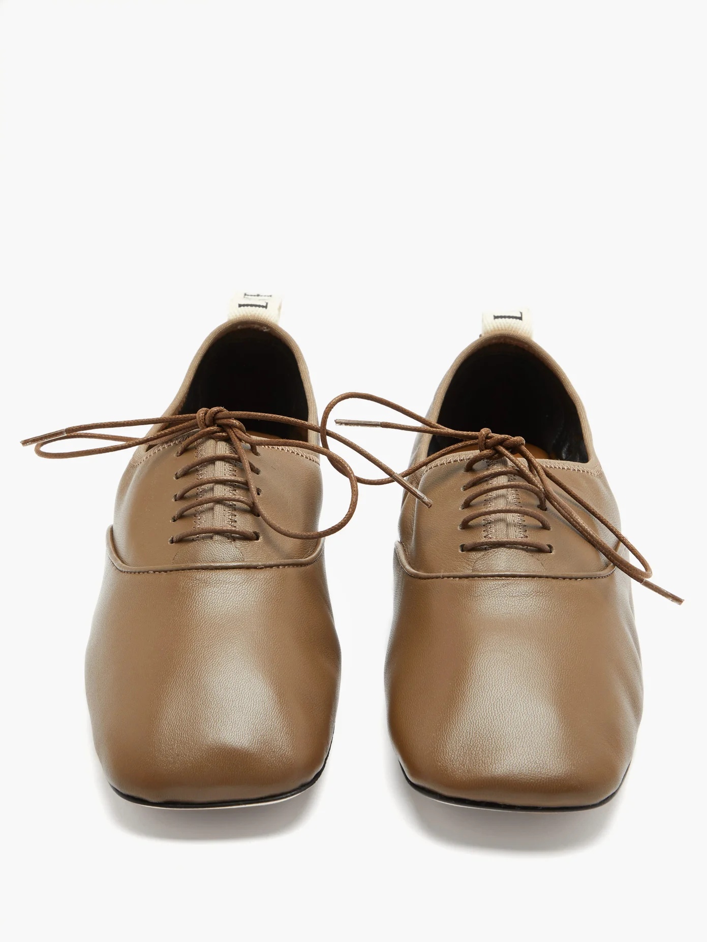 Logo-tab leather oxford shoes - 5