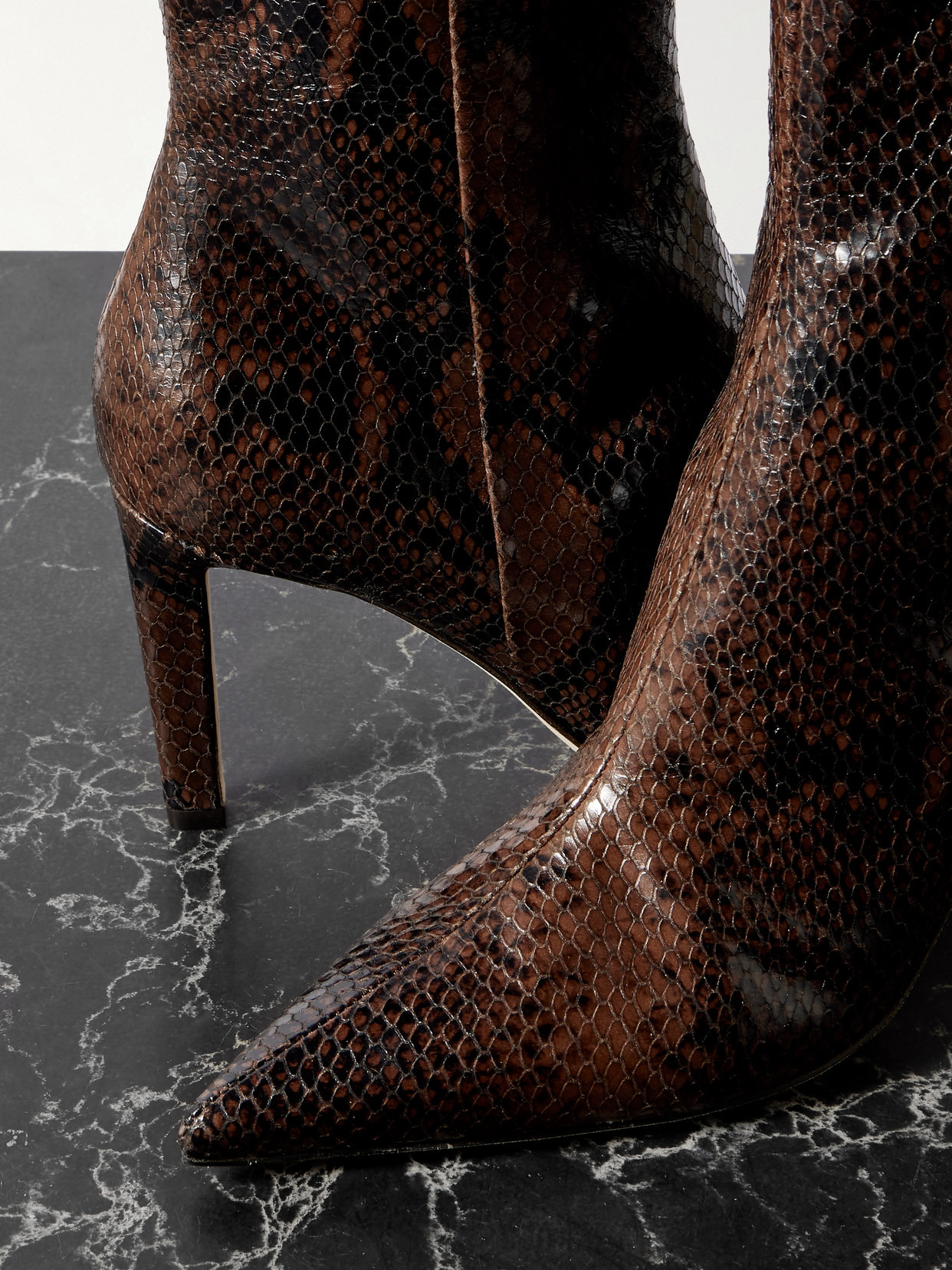 Frankie 85 Snake-effect Leather Ankle Boots - 4