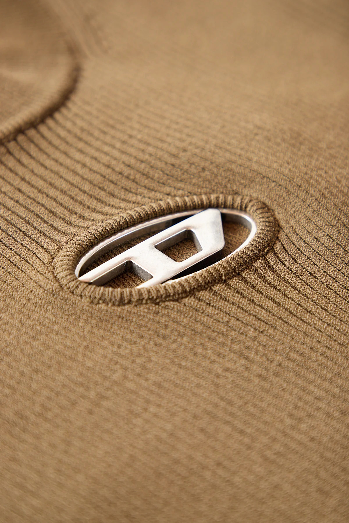 Diesel Ribbed Logo Crewneck Sweater Green - 3
