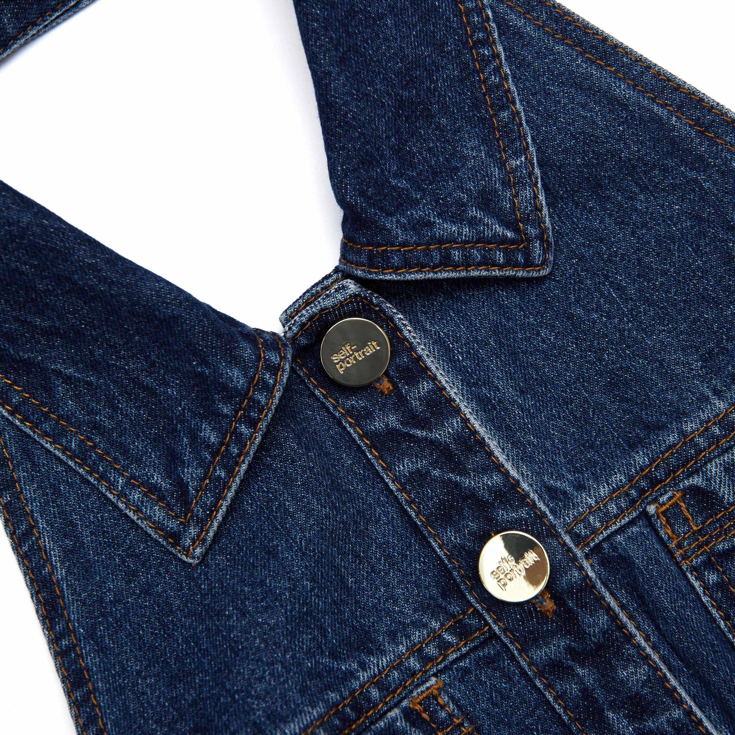 Denim Sleeveless Flared Mini Dress - 5