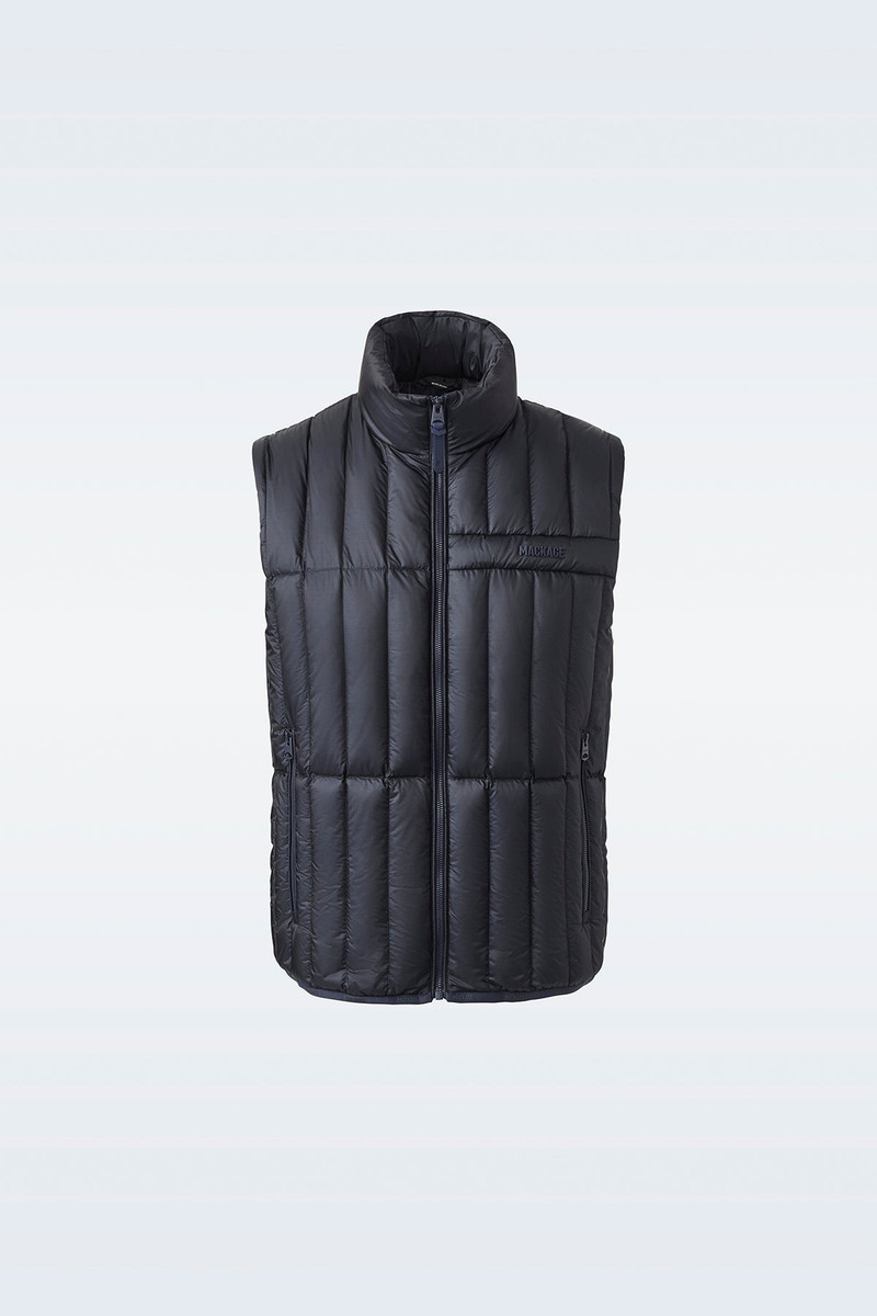 PATRICK Translucent ripstop light down vest with funnel collar 1