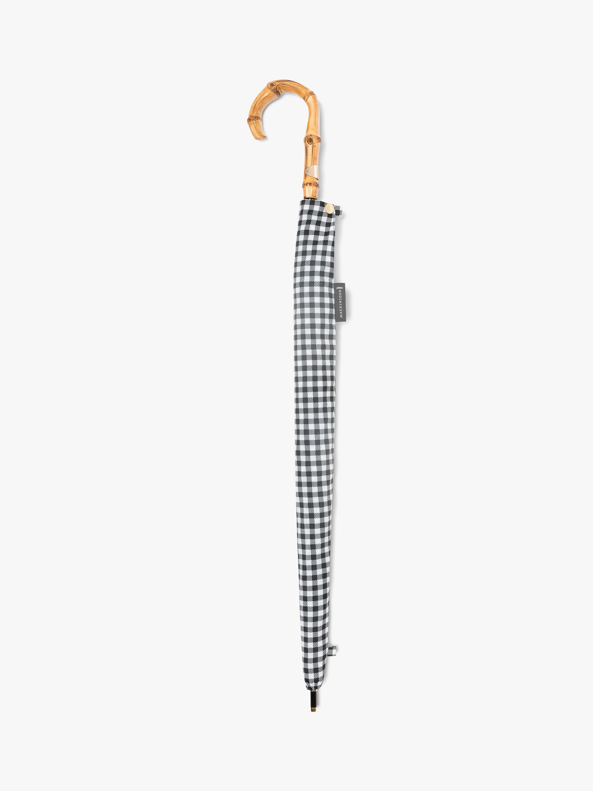 HERIOT BLACK X WHITE SHEPHERD CHECK STICK UMBRELLA - 7