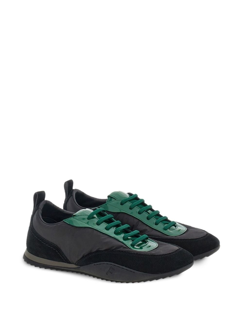 leather-trim lace-up sneakers - 2