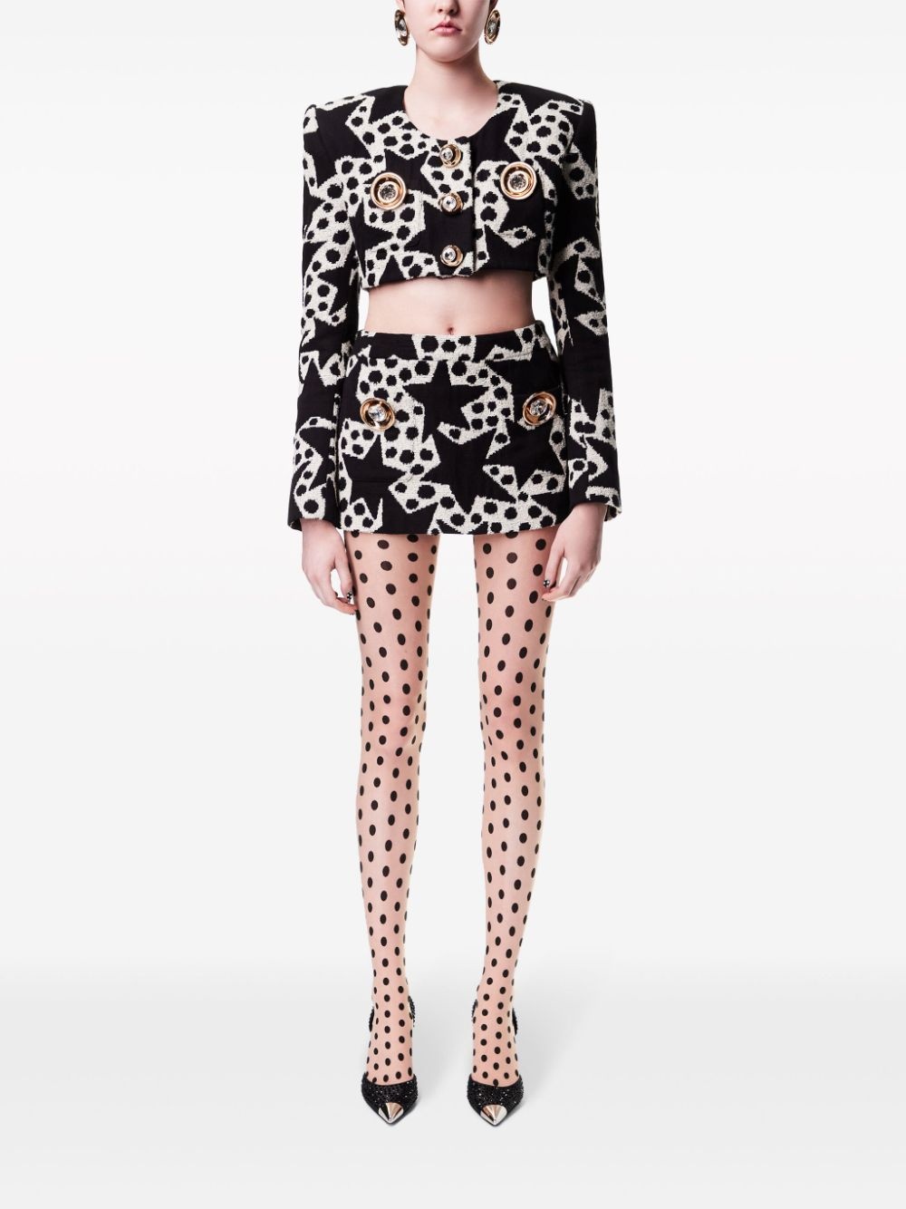 Crystal Medallion jacquard miniskirt - 3