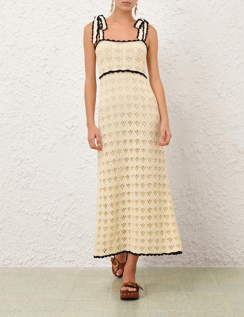 Zimmermann ASTER CROCHET TIE MIDI DRESS outlook