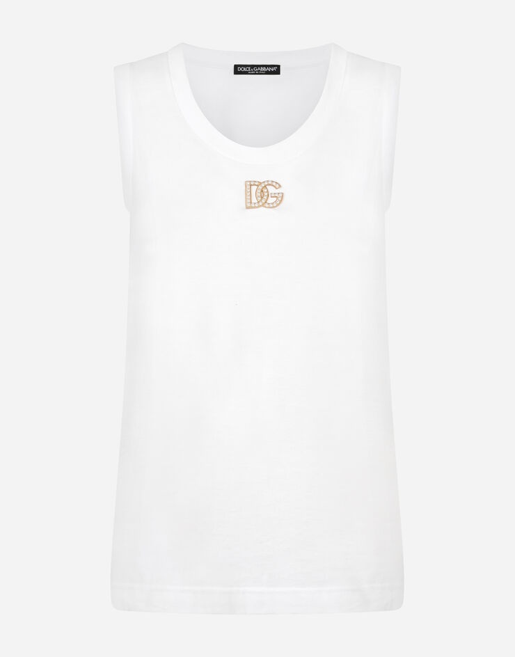 Jersey tank top with crystal DG embellishment - 3