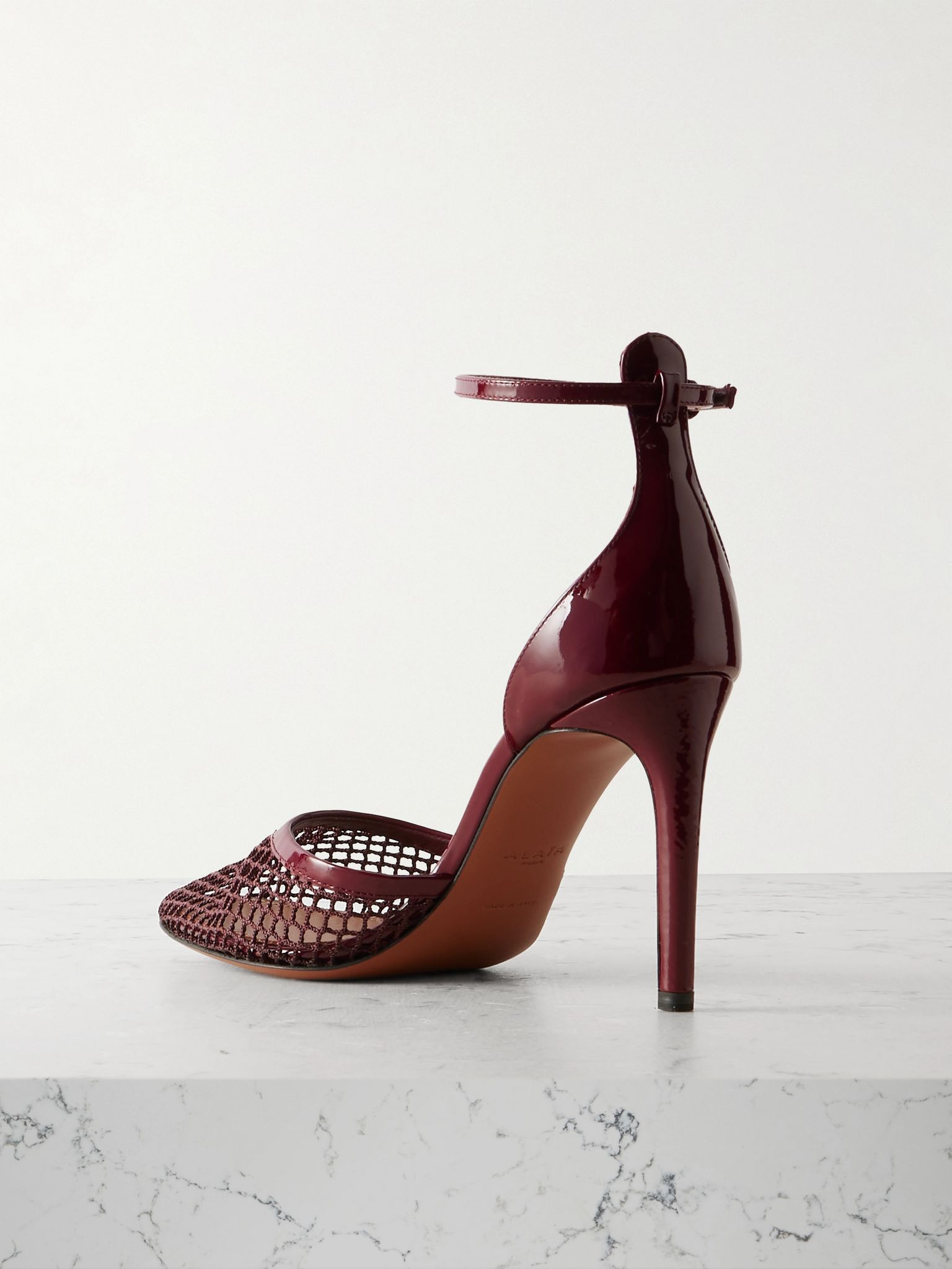 90 fishnet and patent-leather pumps Burgundy - 3