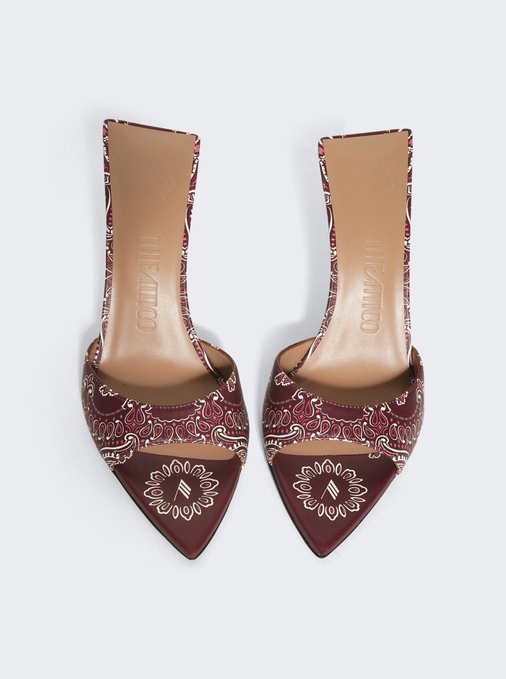 Ester Bandana Print Leather Mules Cherry Red - 5
