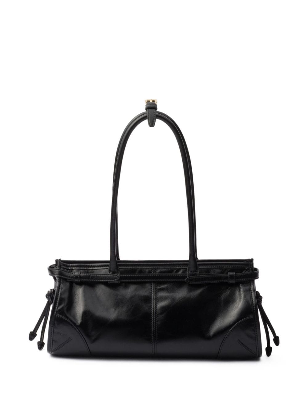 enamel triangle-logo leather tote bag - 2