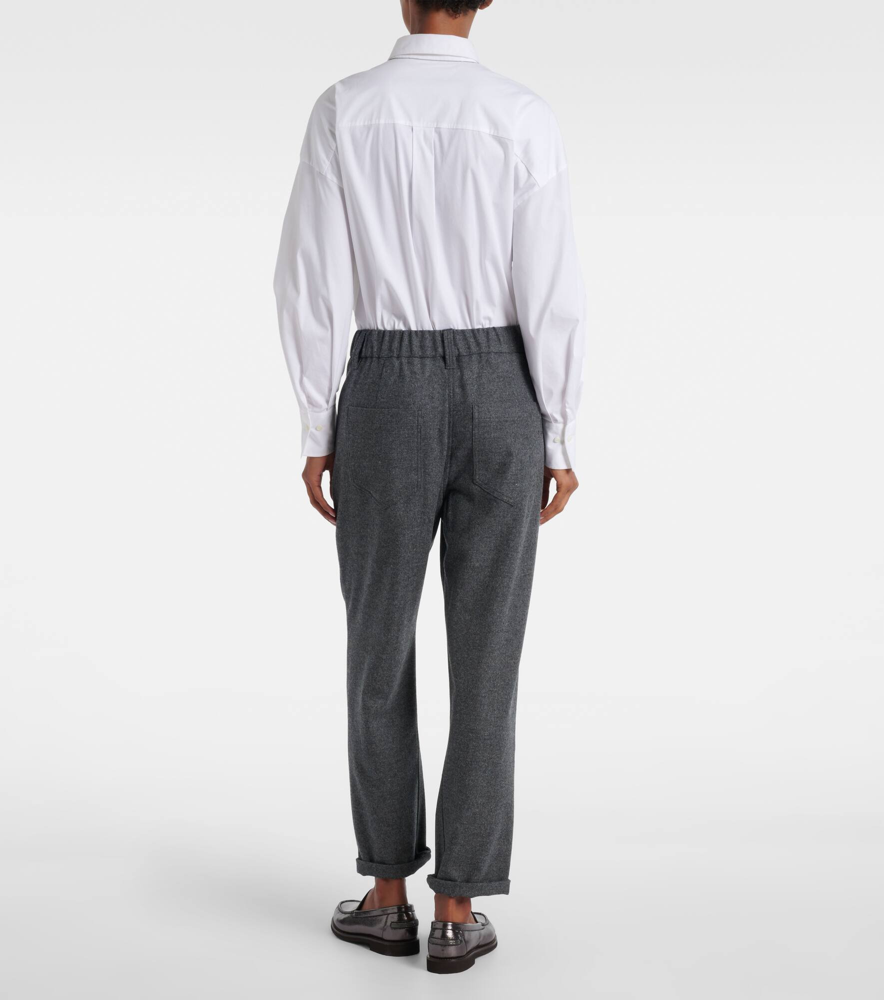 Cropped wool and cashmere straight pants - 3