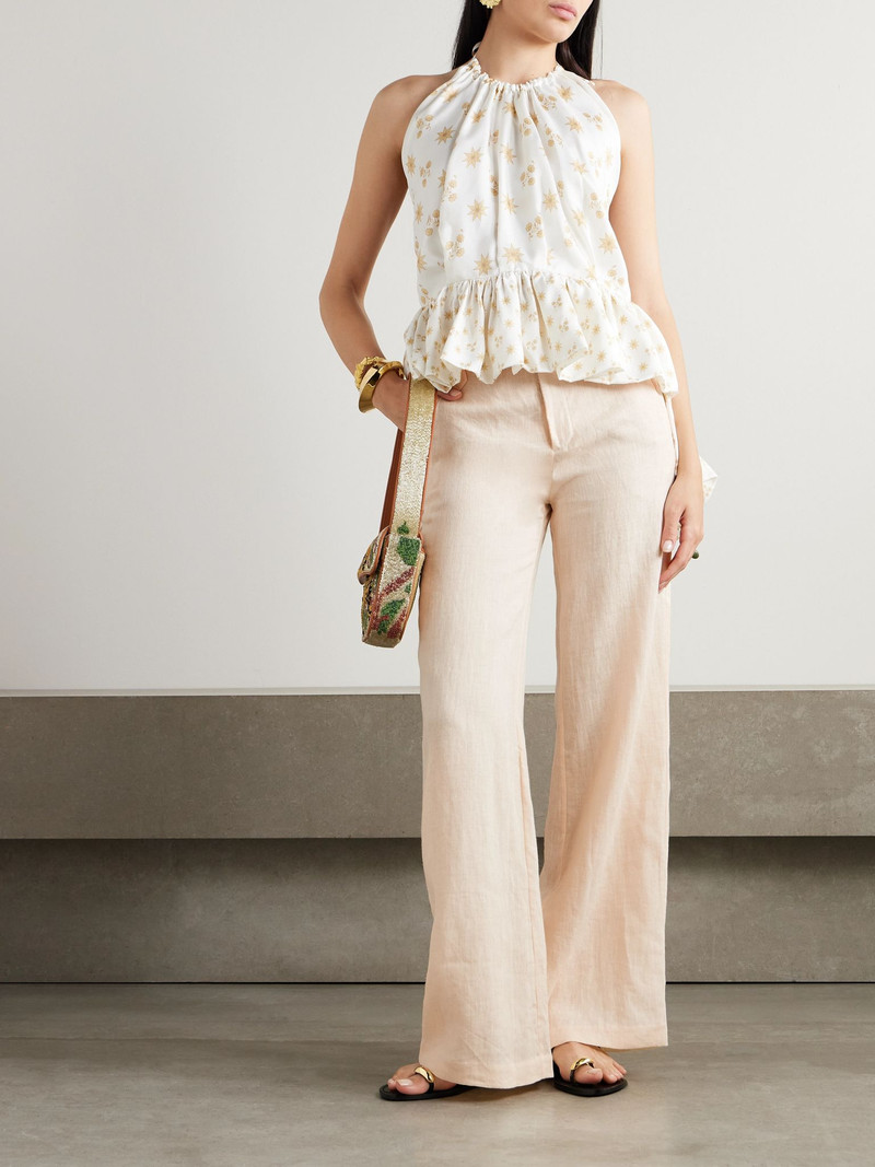 Johanna Ortiz Passage Poise organic linen wide-leg pants Ecru outlook