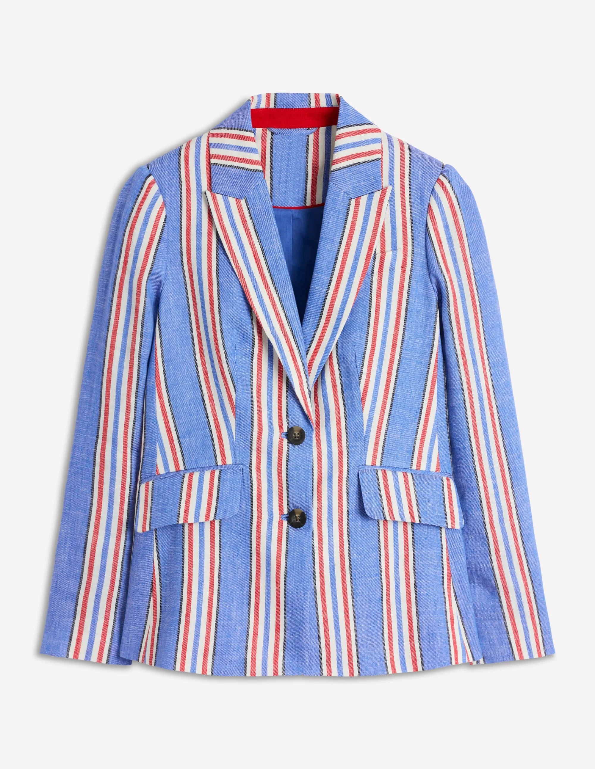 Stamford Linen Blazer-Peacock Plume, Red Stripe - 1