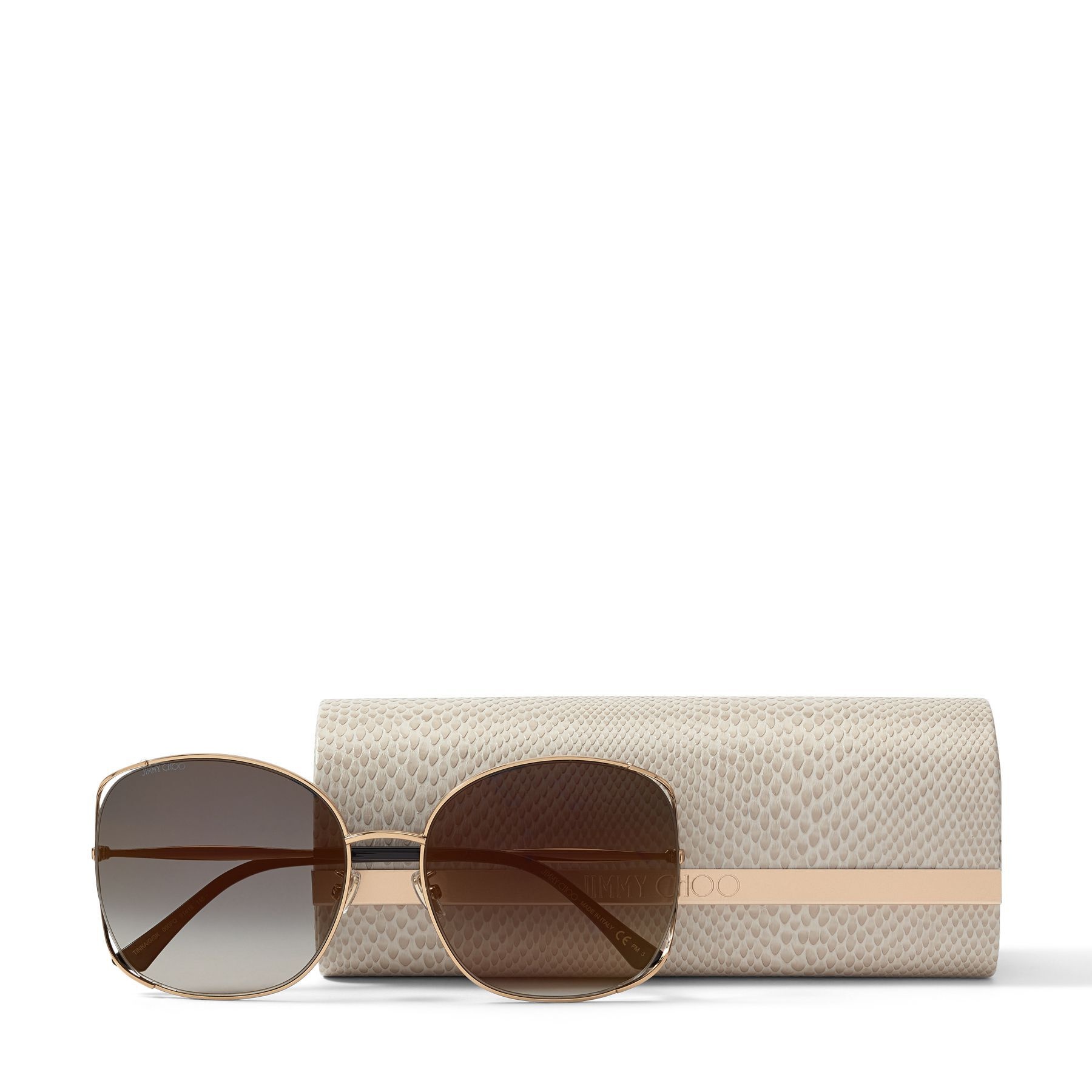 Tinka
Rose Gold Oval-Frame Sunglasses with Crystal Embellishment - 4