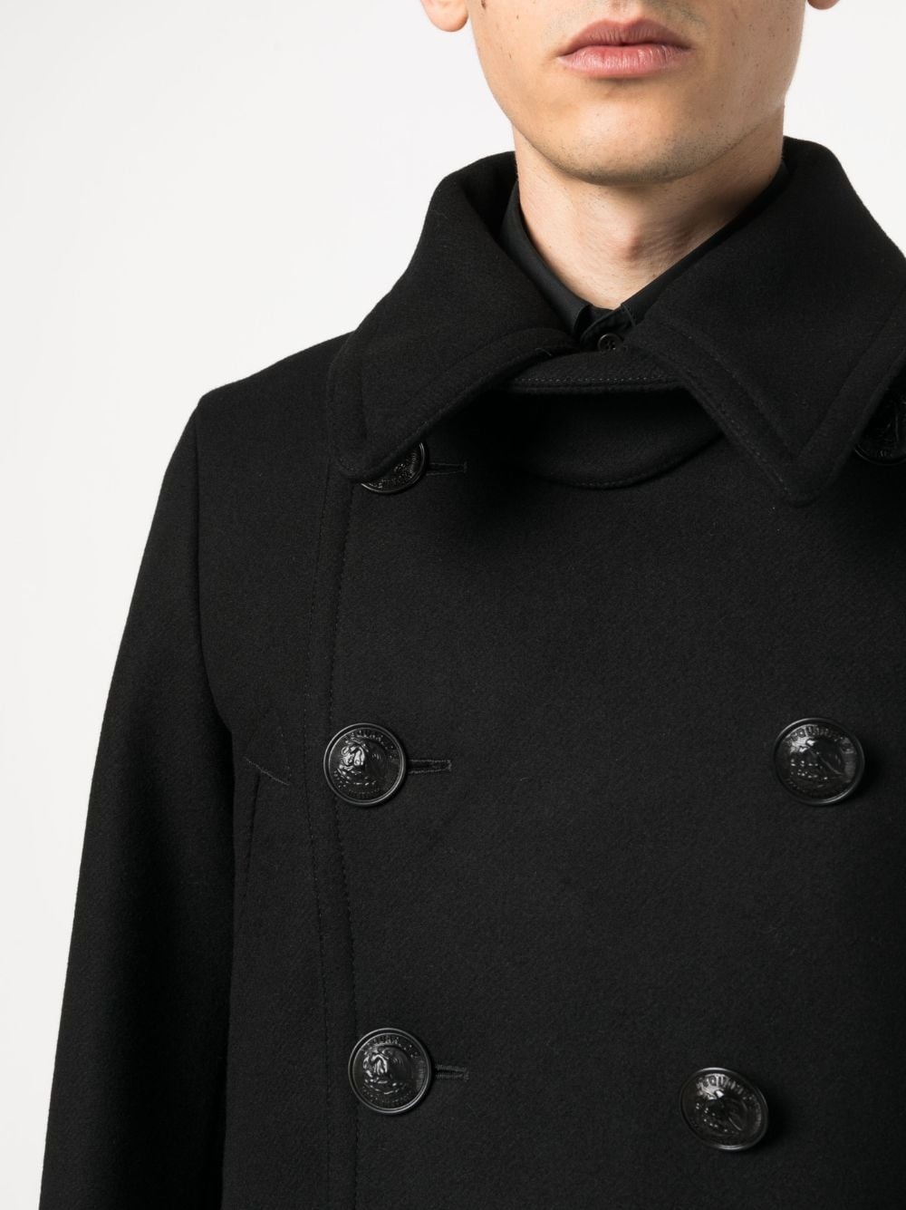 logo-button double-breasted coat - 5