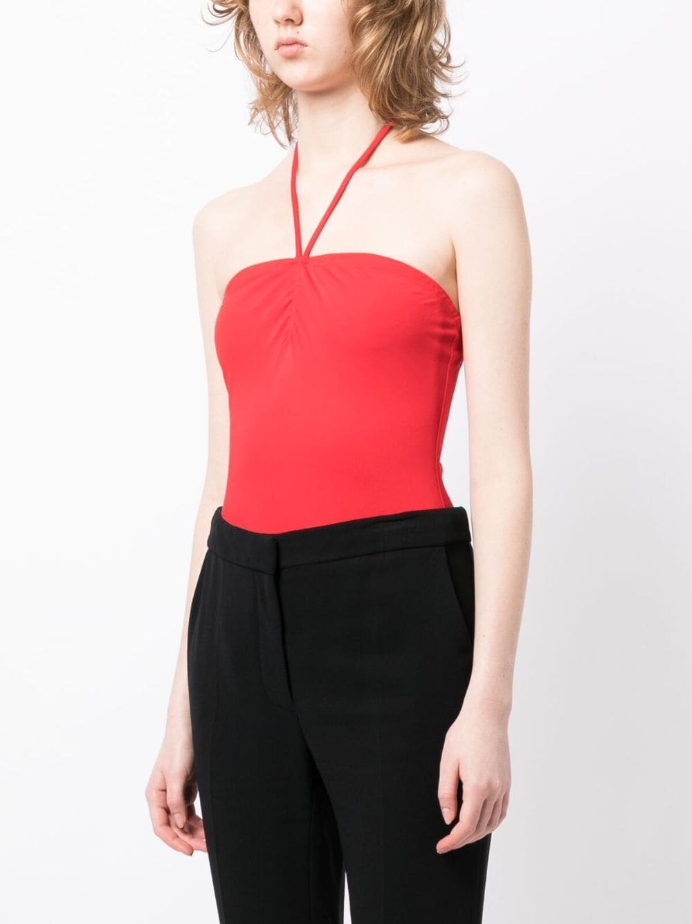 halterneck ruched jersey bodysuit - 3