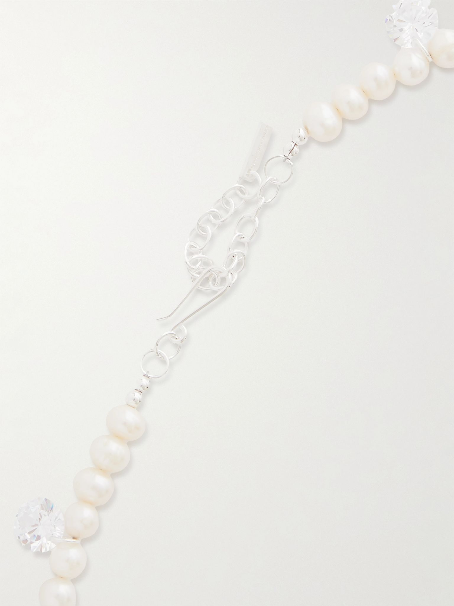 Dreaming Awake recycled silver, pearl and cubic zirconia necklace White - 3