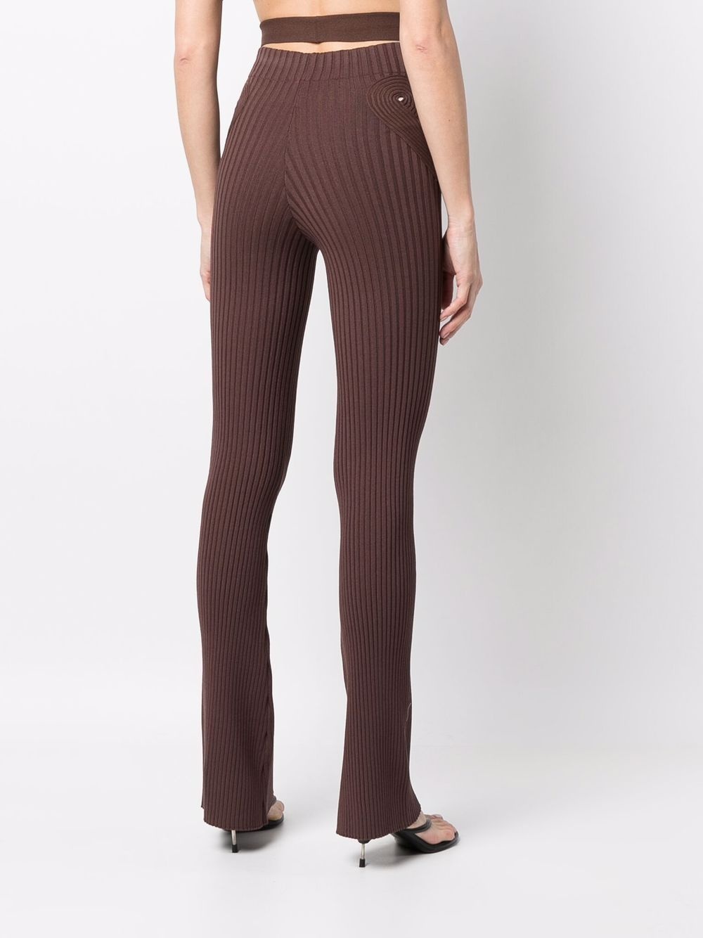 ribbed-knit flared trousers - 4