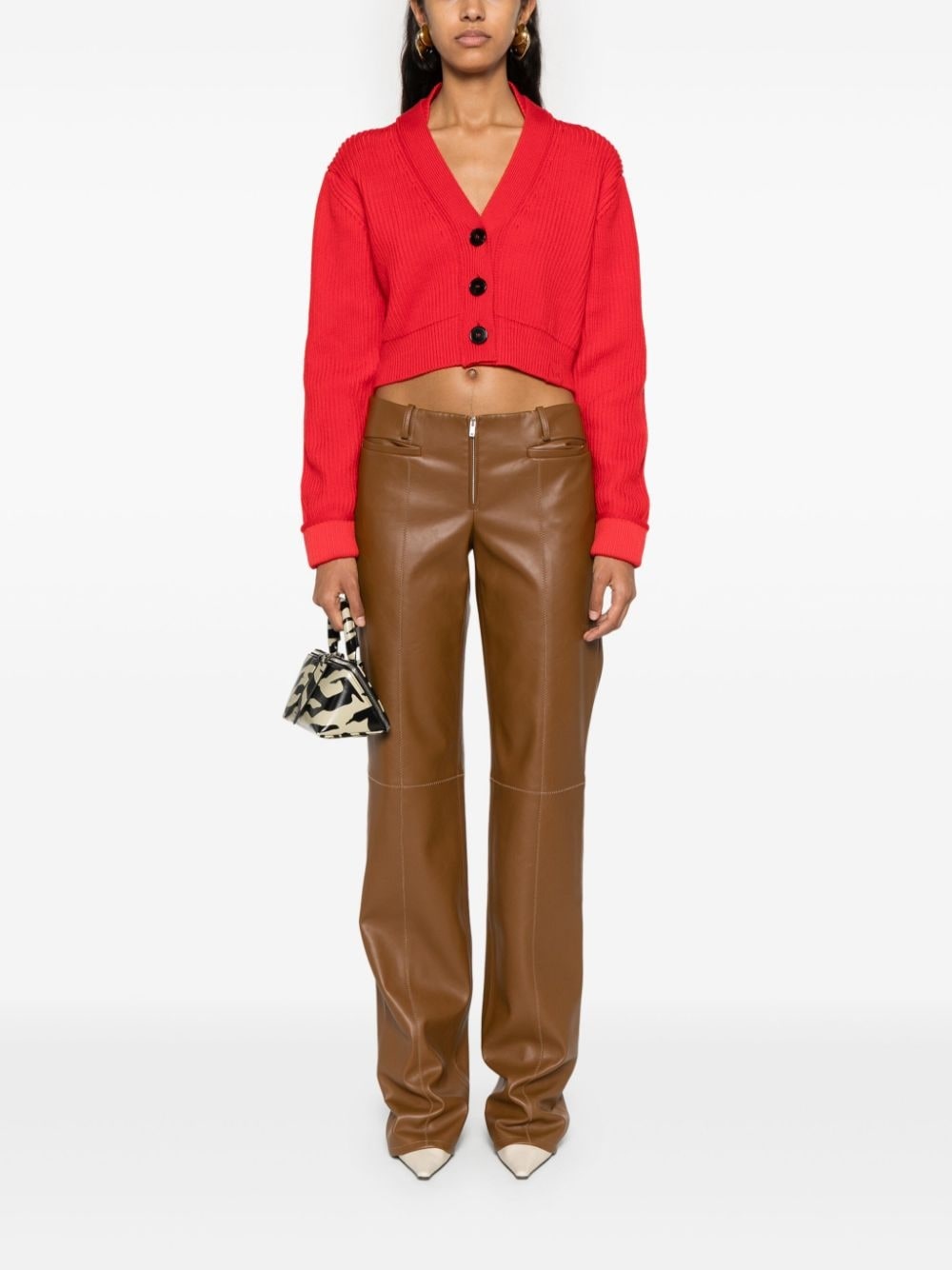 V-neck cropped cardigan - 2