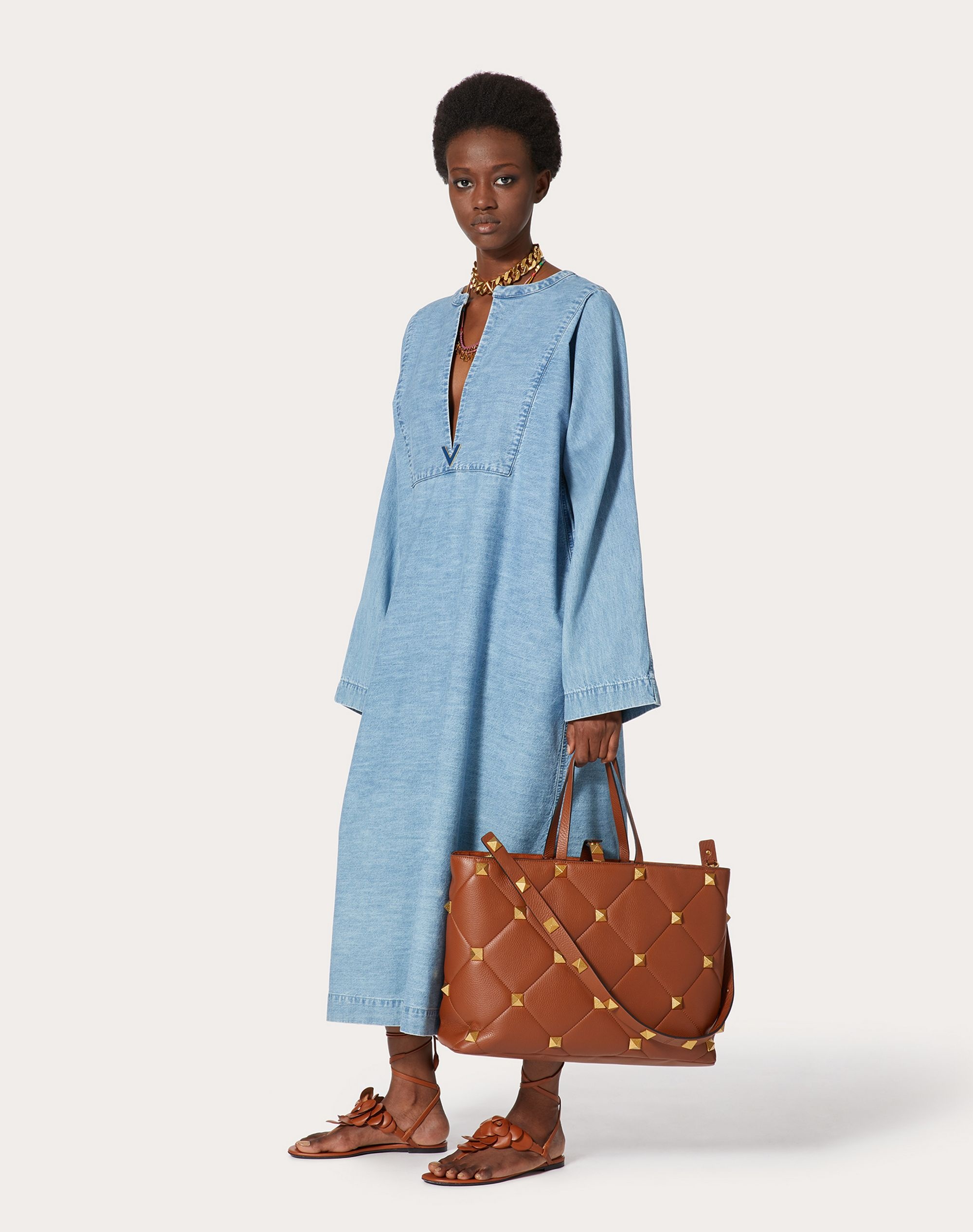 CHAMBRAY DENIM LONG KAFTAN - 2