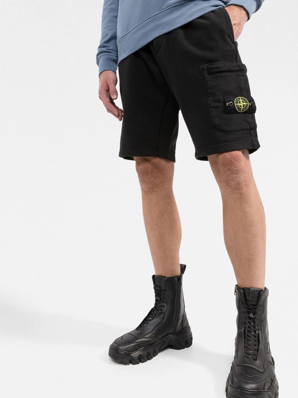 logo-patch cotton track shorts - 3