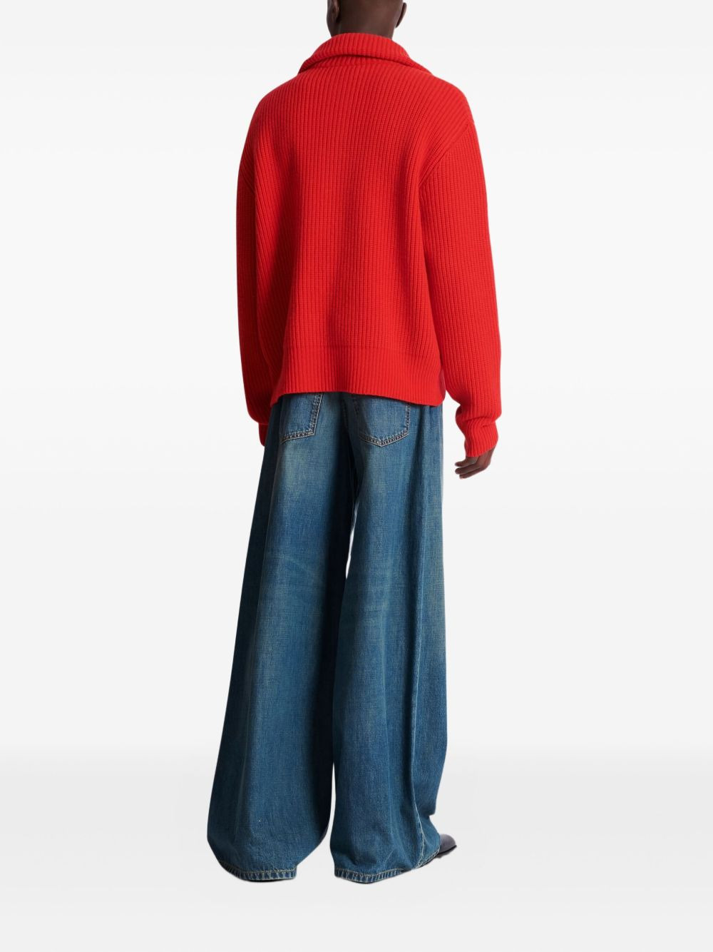 ribbed turtleneck half-zip sweater - 4