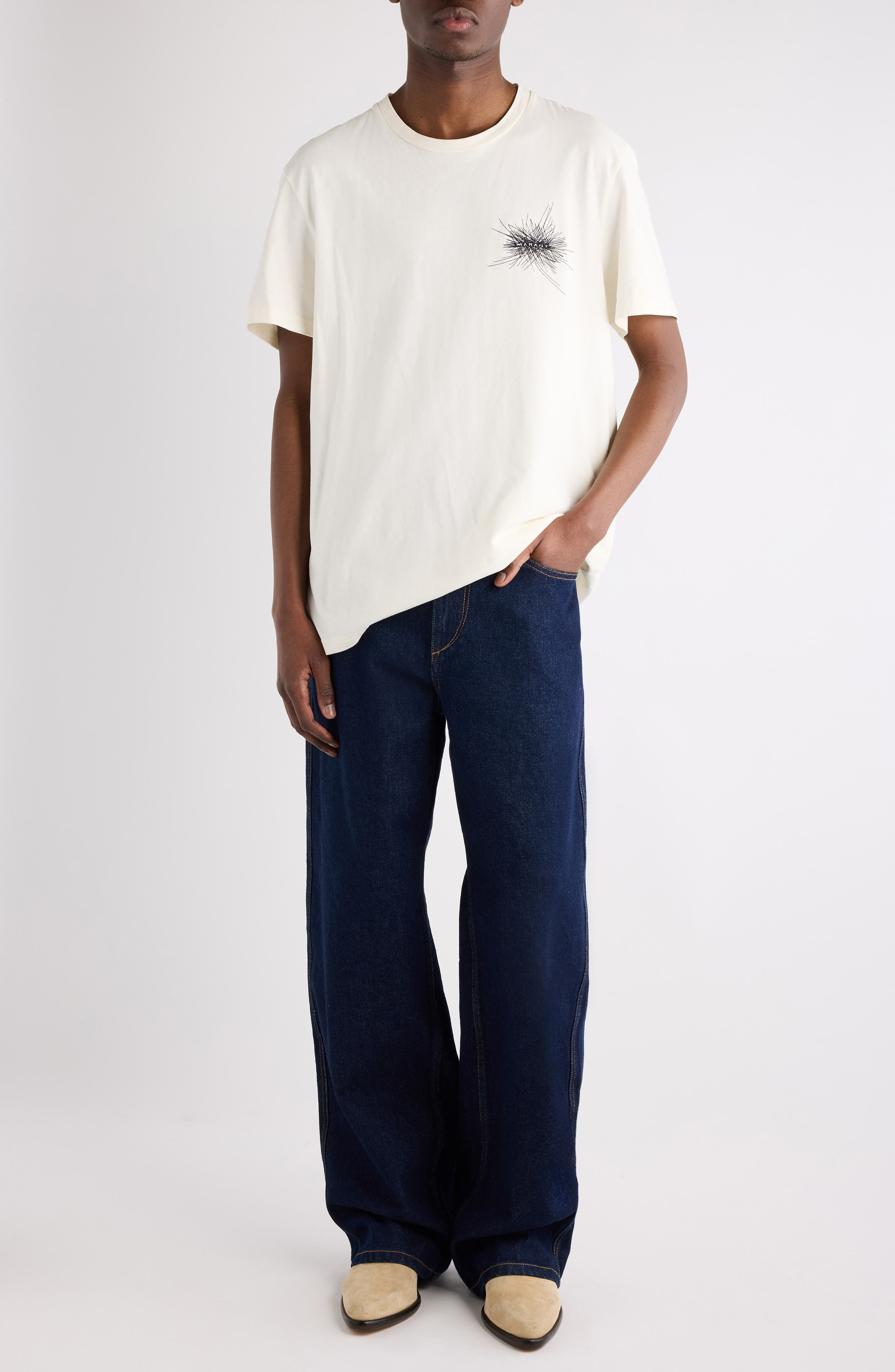 Isabel Marant Honore Firework Embroidered T-Shirt in Ecru at Nordstrom - 2