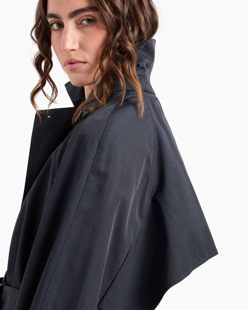 Double-breasted trench coat with belt in water-repellent technical cotton 6