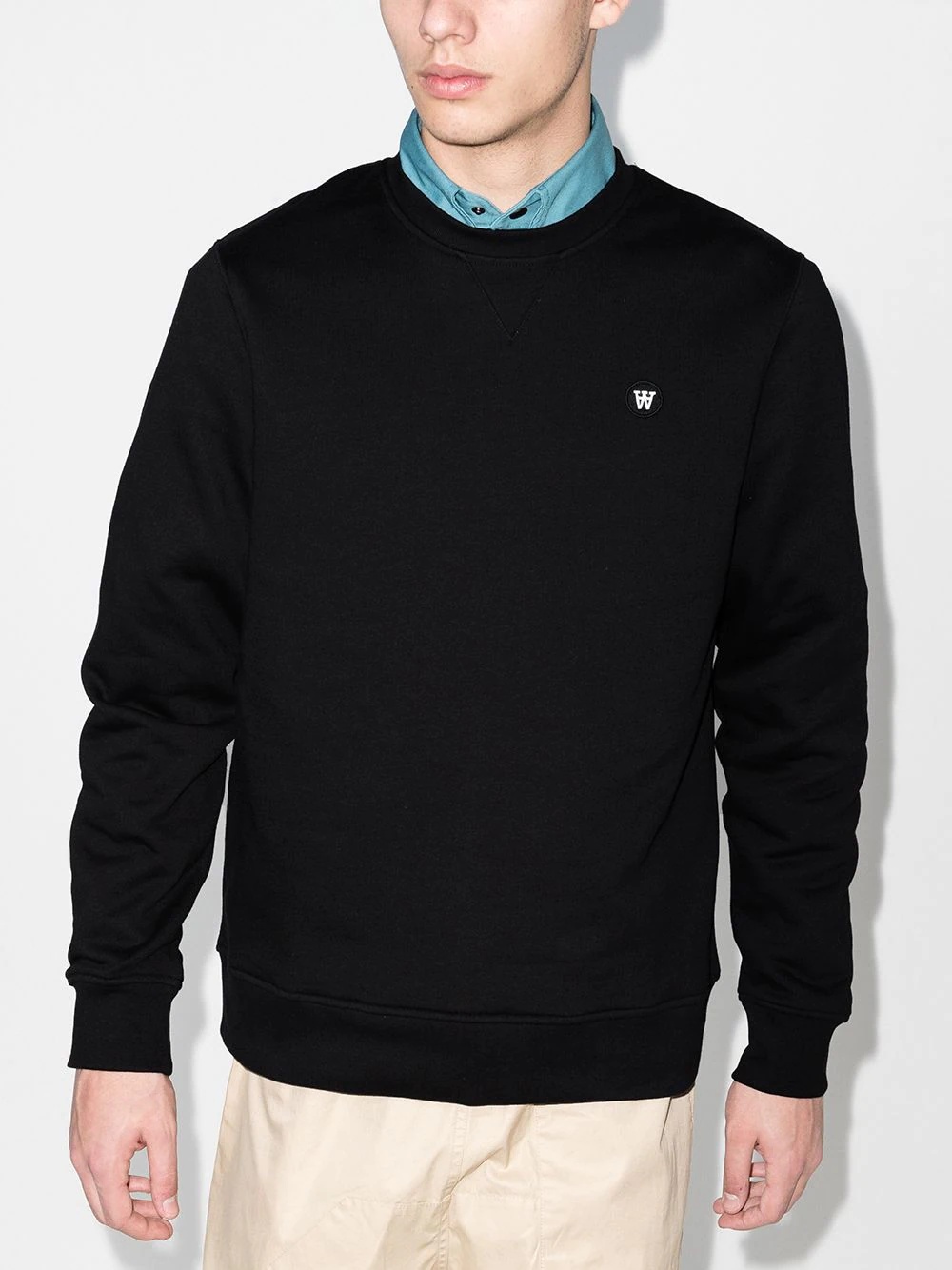 logo-patch crew neck sweatshirt - 2