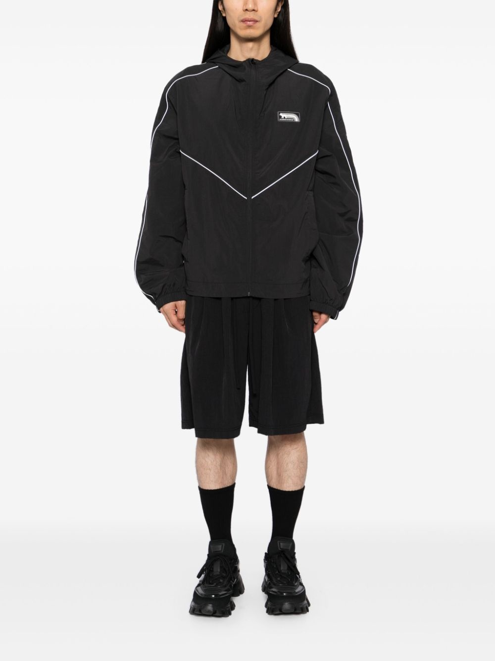 contrast piping hooded jacket - 2