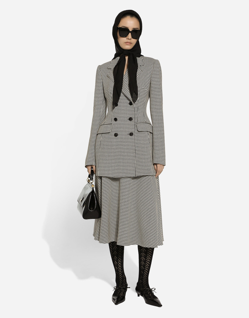 Calf-length wool houndstooth circle skirt 5