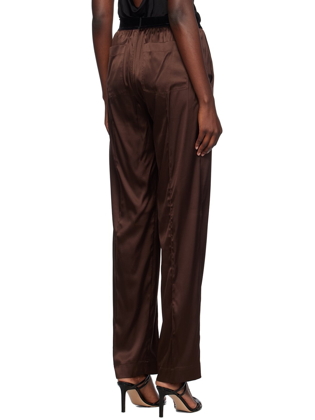 Brown Stretch Silk Pyjama Pants - 3