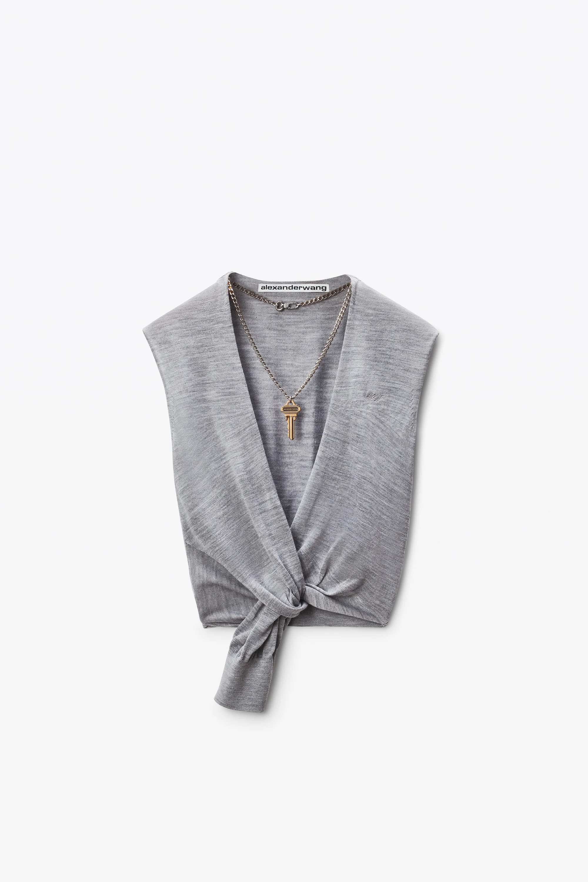 Grey Merino Wool Nameplate Top - 1